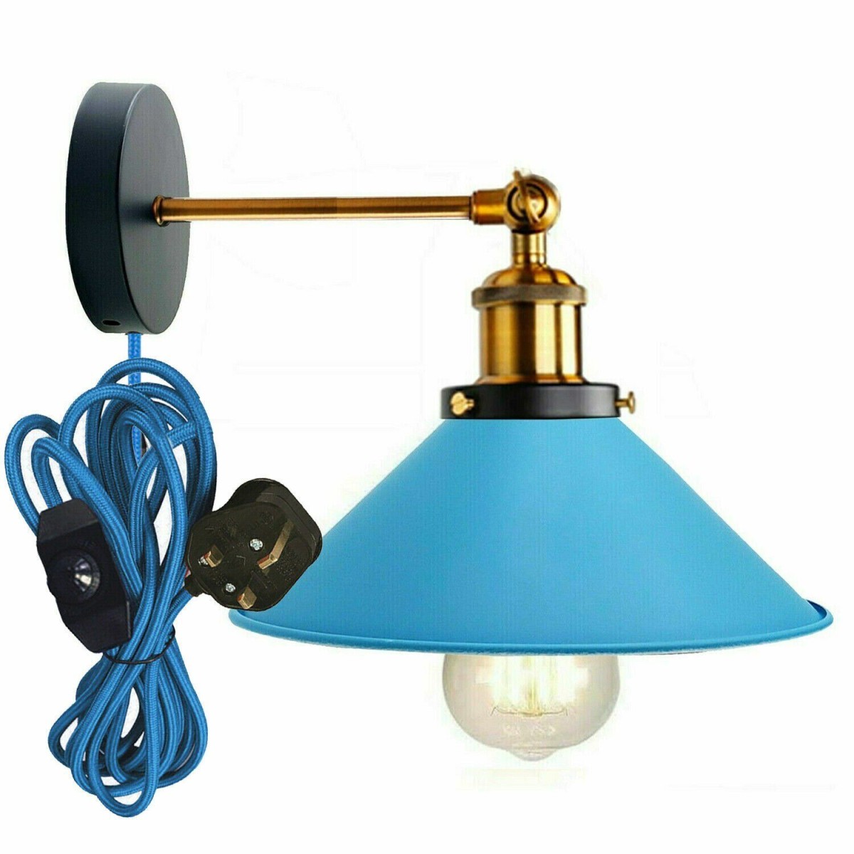 Industrial Wall Light Plug In Vintage Metal Sconce ~ - Orange No