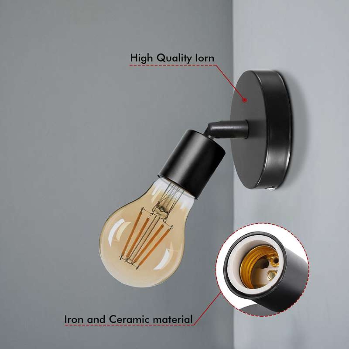 Adjustable E Wall Light Black Wall Sconce Lamp ~ - pack No