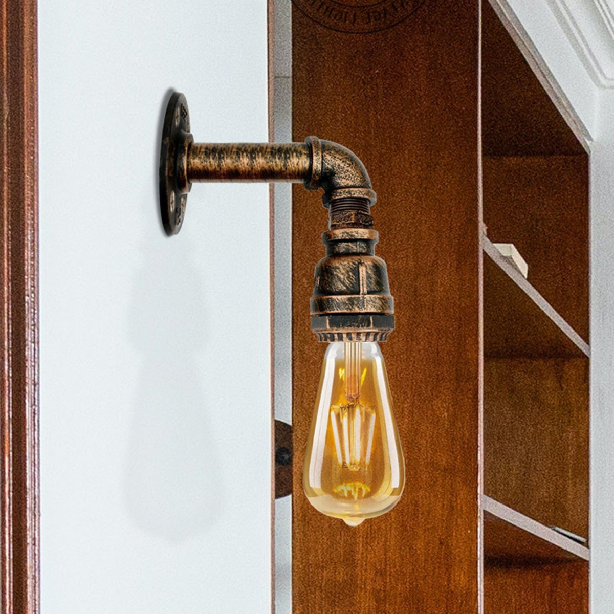 Retro industrial Pipe lighting sconce water pipe wall light steam punk~ - Rustic Red No