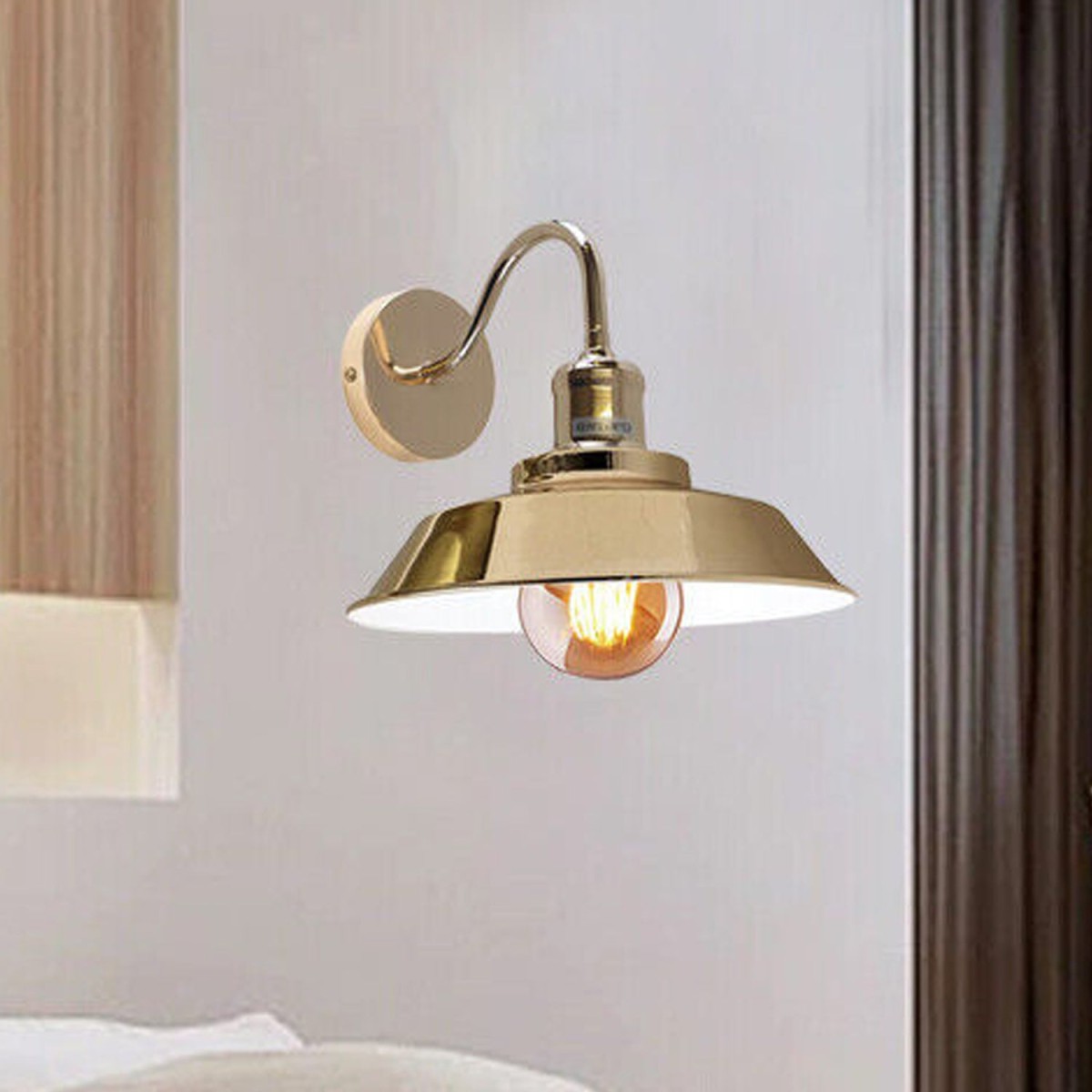 Vintage Industrial Metal Wall Sconce Light E Bowl Shade~