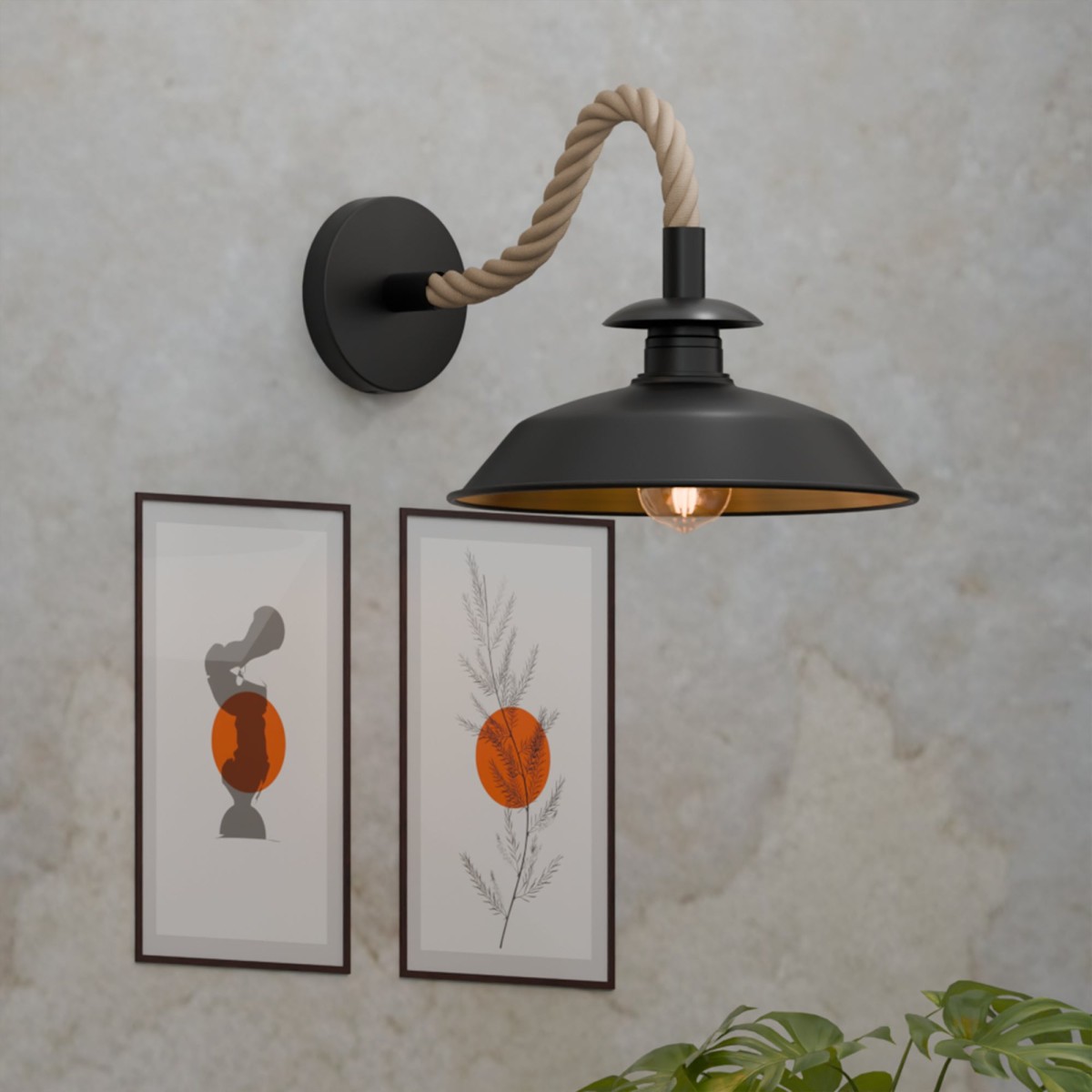 Industrial Black Rope Wall Lamp