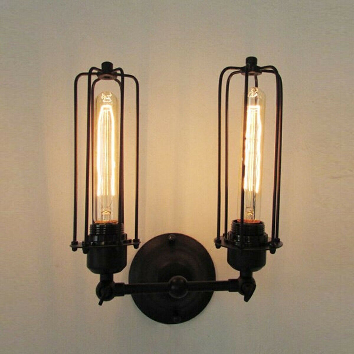Vintage Industrial Wall Light Retro Cage Wall Sconce Lamp~ - Black Wall Light