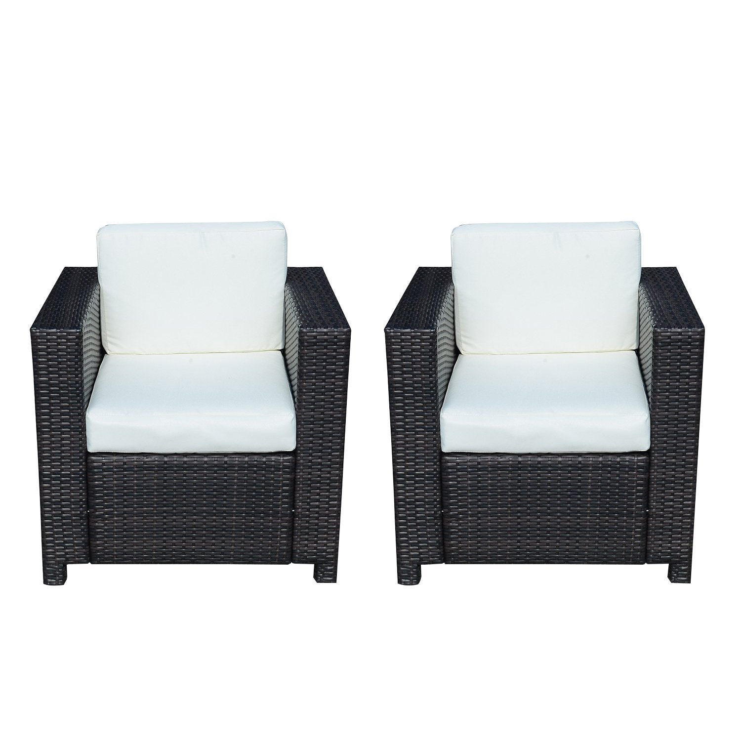 MCL Rattan Garden single Seater Chair All Weather Wicker Weave Single Sofa chair armchair Patio Black