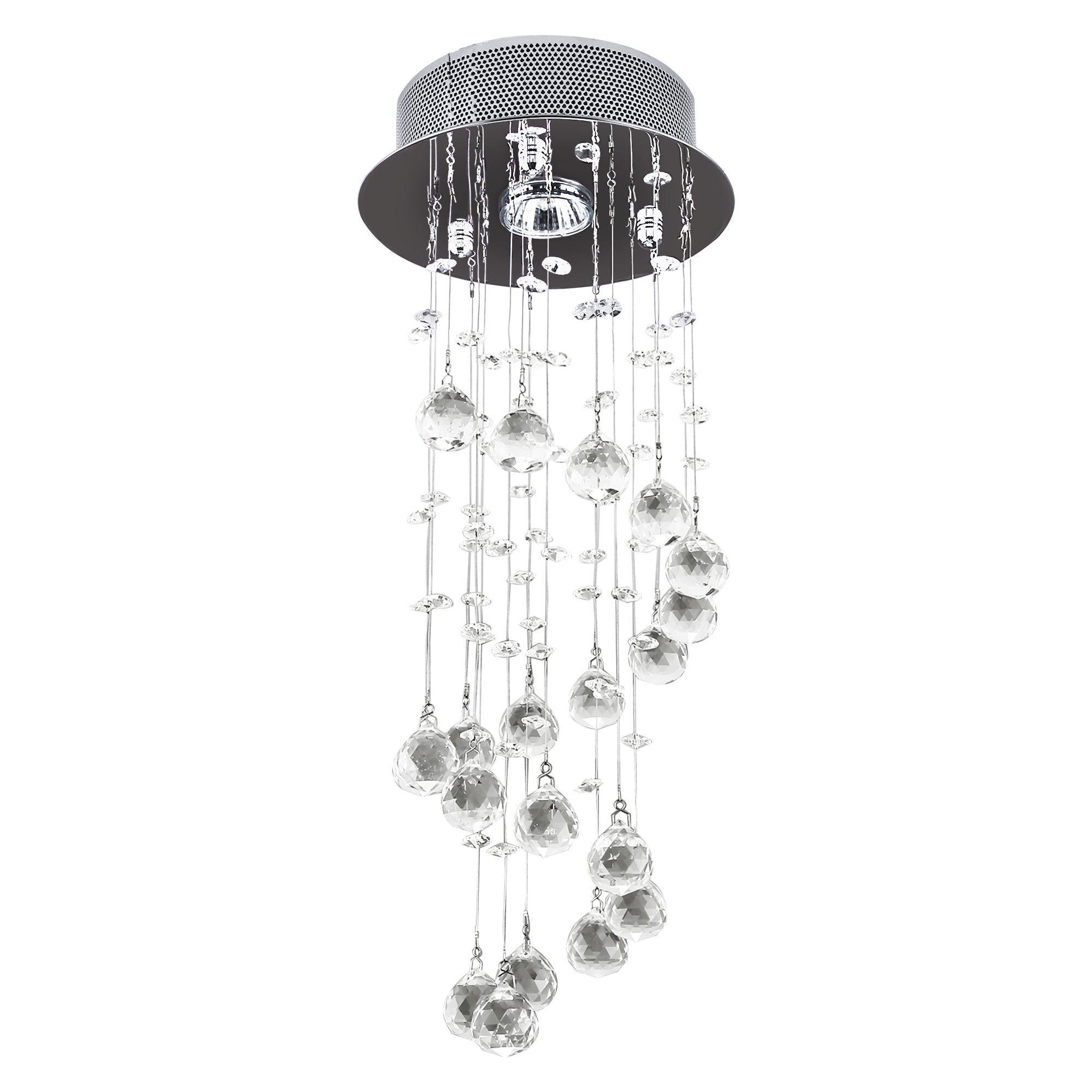 MCL Metal Crystal Ceiling Light Chandelier Elegant Pendant Lamp Living Room Stairway Stairway Spiral Rain Drop Pendant Lamp Silver