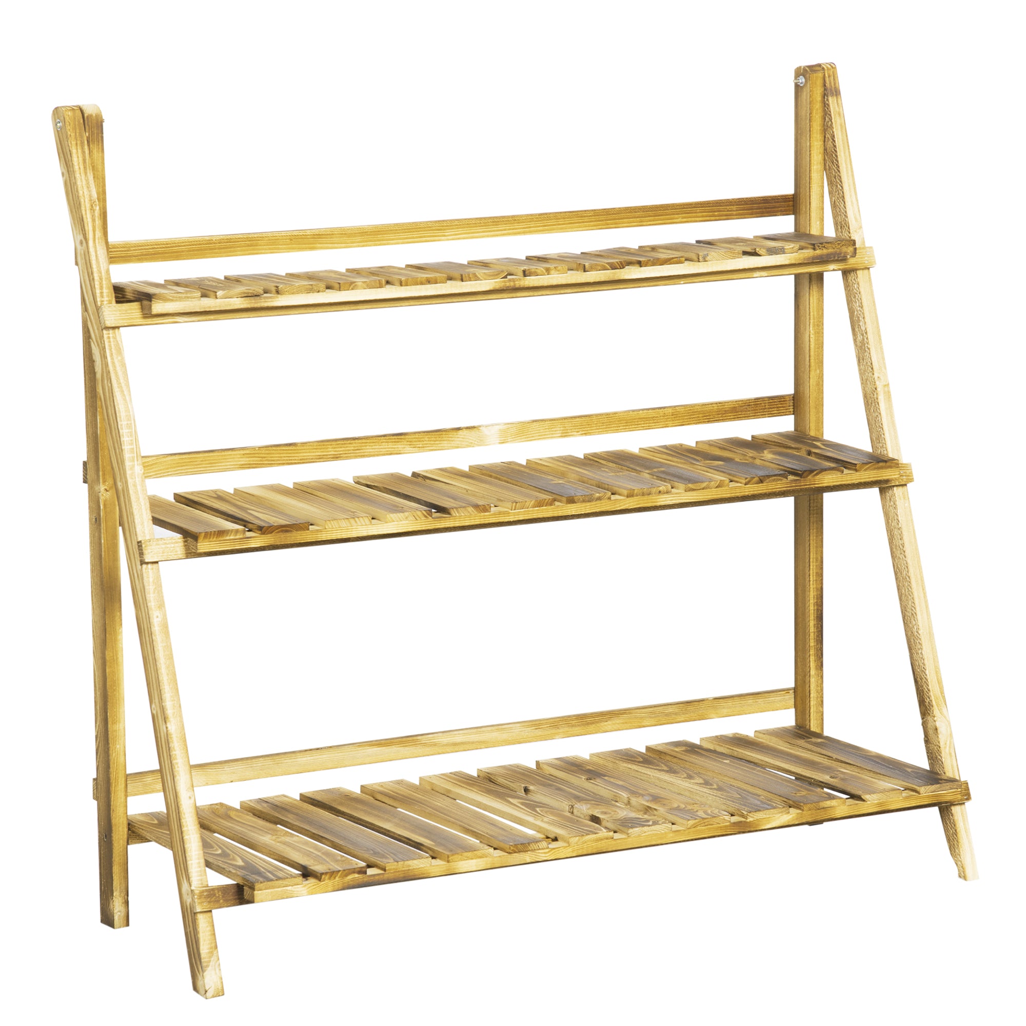 MCL Wooden Folding Flower Pot Stand Tier Garden Planter Display Ladder Gardener Storage Shelves Rack Herb Holder L x W x H