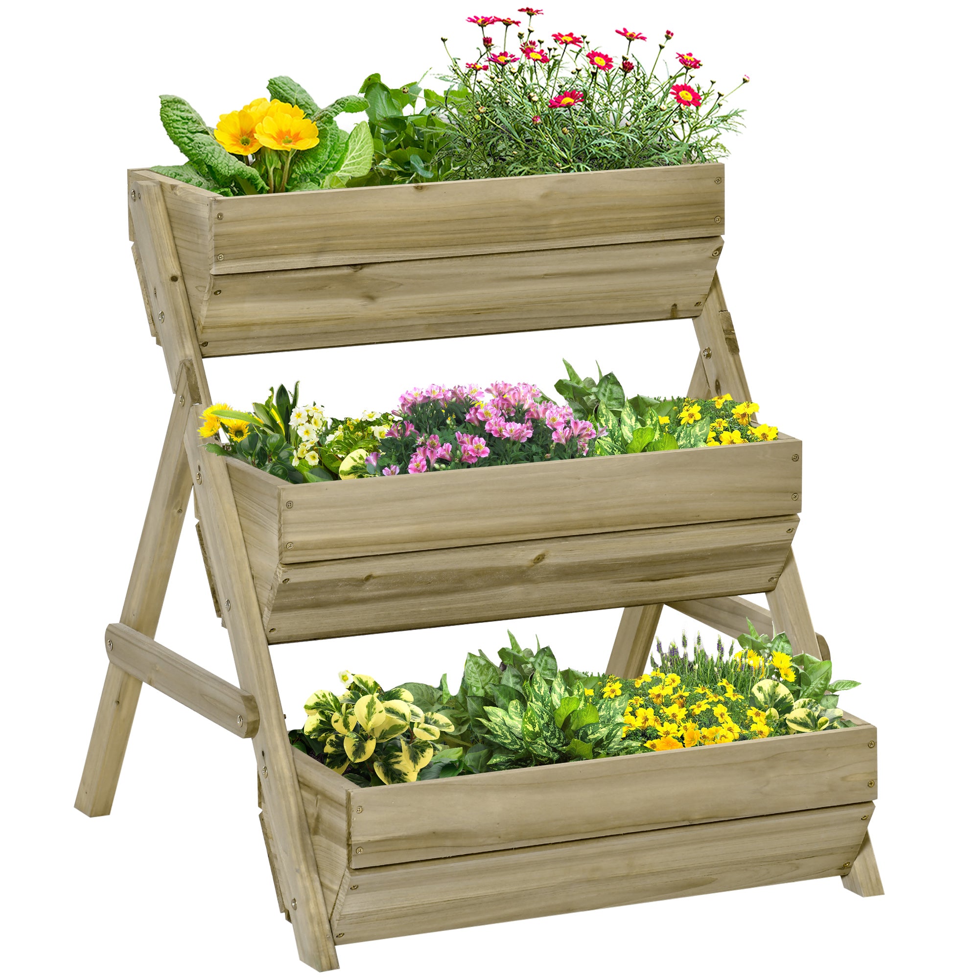 MCL Tier Raised Garden Bed Wooden Elevated Planter Box Kit, L for Flower, Vegetable, Herb, xx, Green