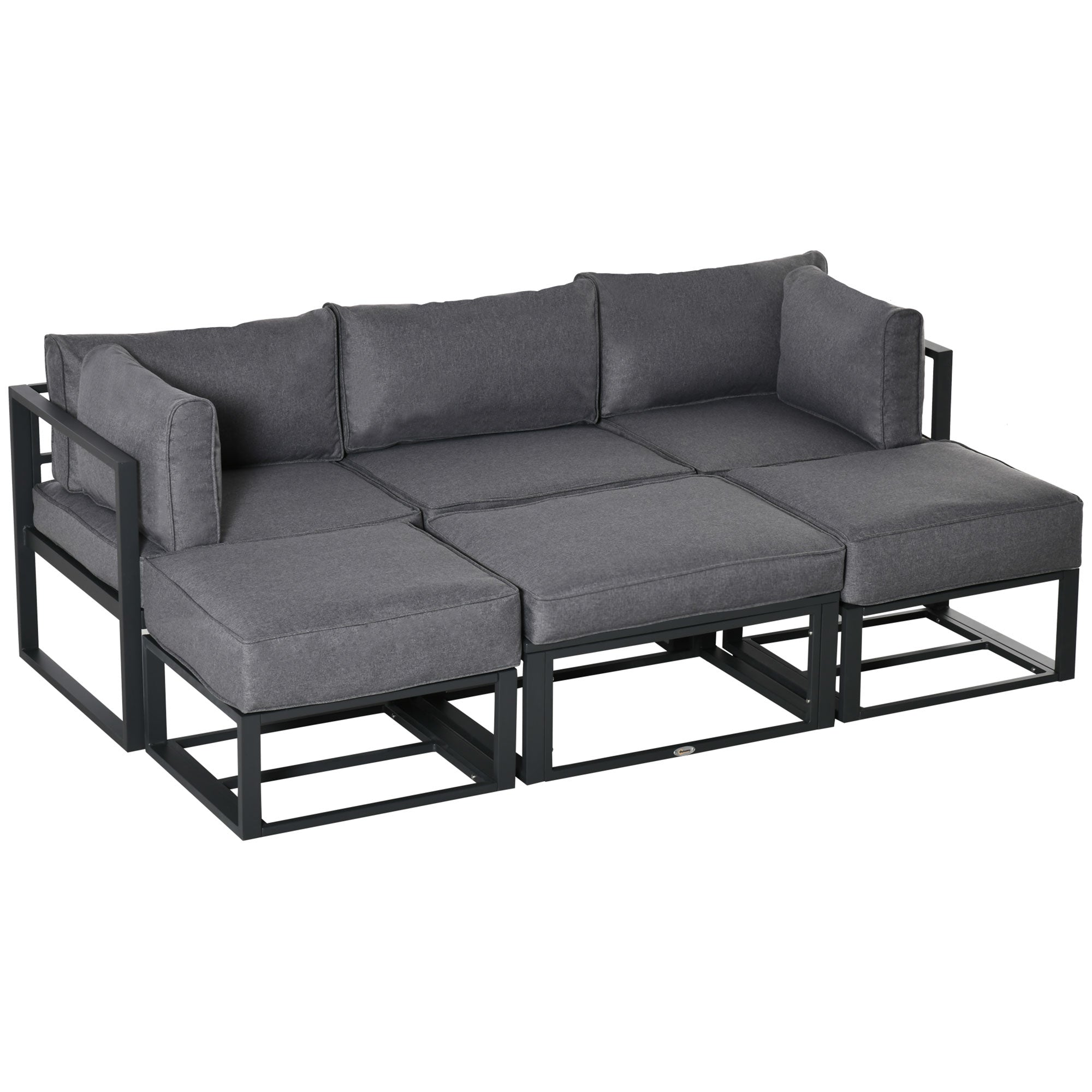 MCL Garden Daybed, Piece Outdoor Sectional Sofa Set, Aluminum Patio Conversation Furniture Set with Coffee Table, Footstool and