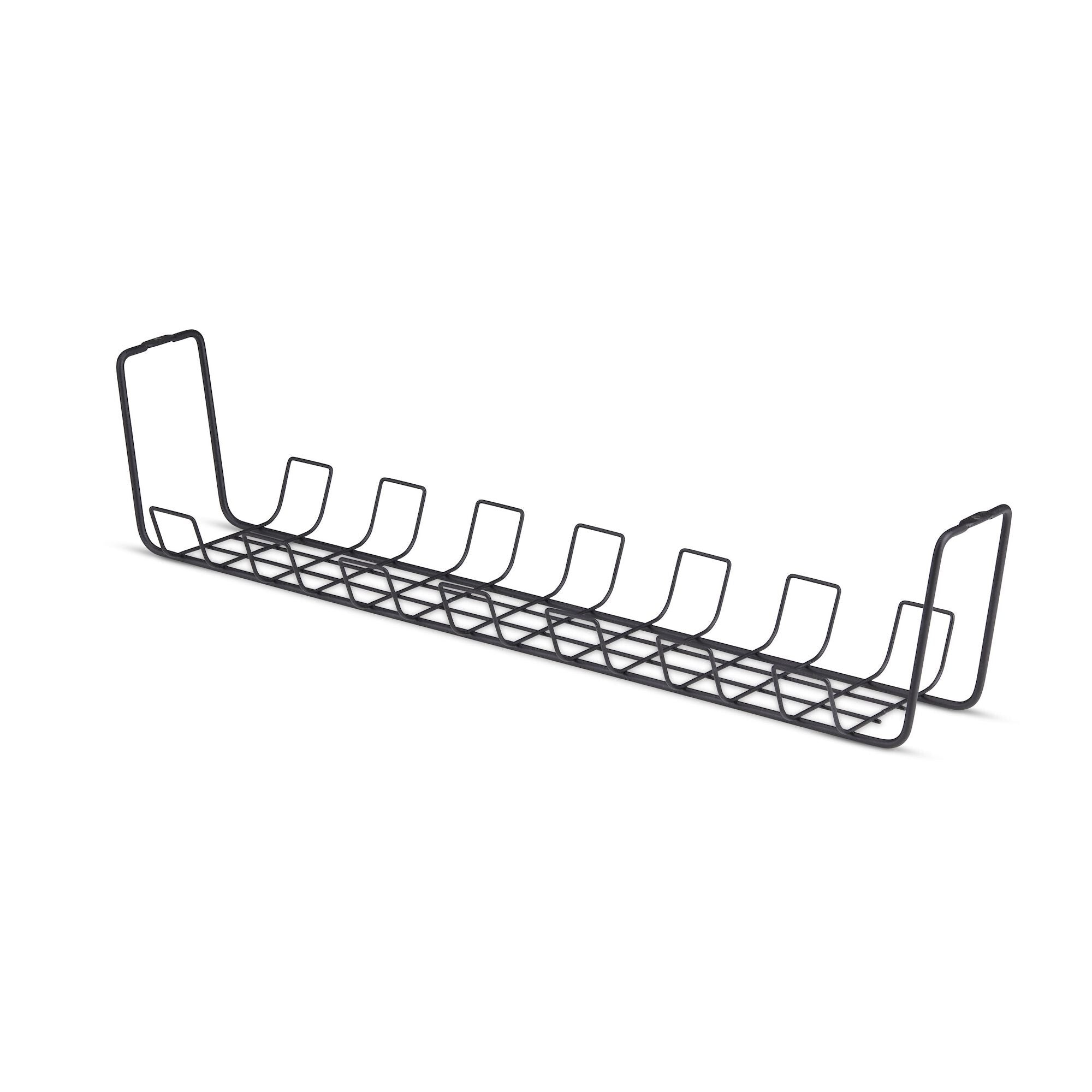 StarTech.com Under Desk Cable Management Tray, " Long, Metal Basket Style Cable Organizer, Screw-On Installation, Power Bar Holder, Metal, Black