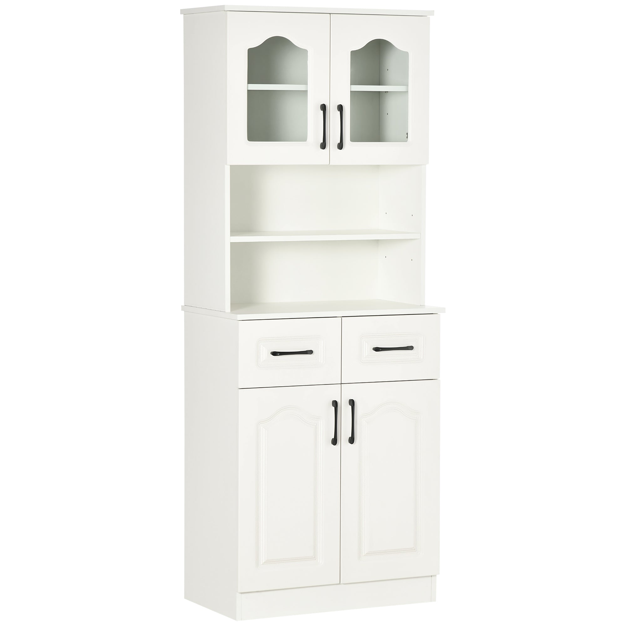 MCL Kitchen Cupboard, Freestanding Storage Cabinet with Adjustable Shelves, Drawers and Open Counter for Living Room, Dining Room, , White