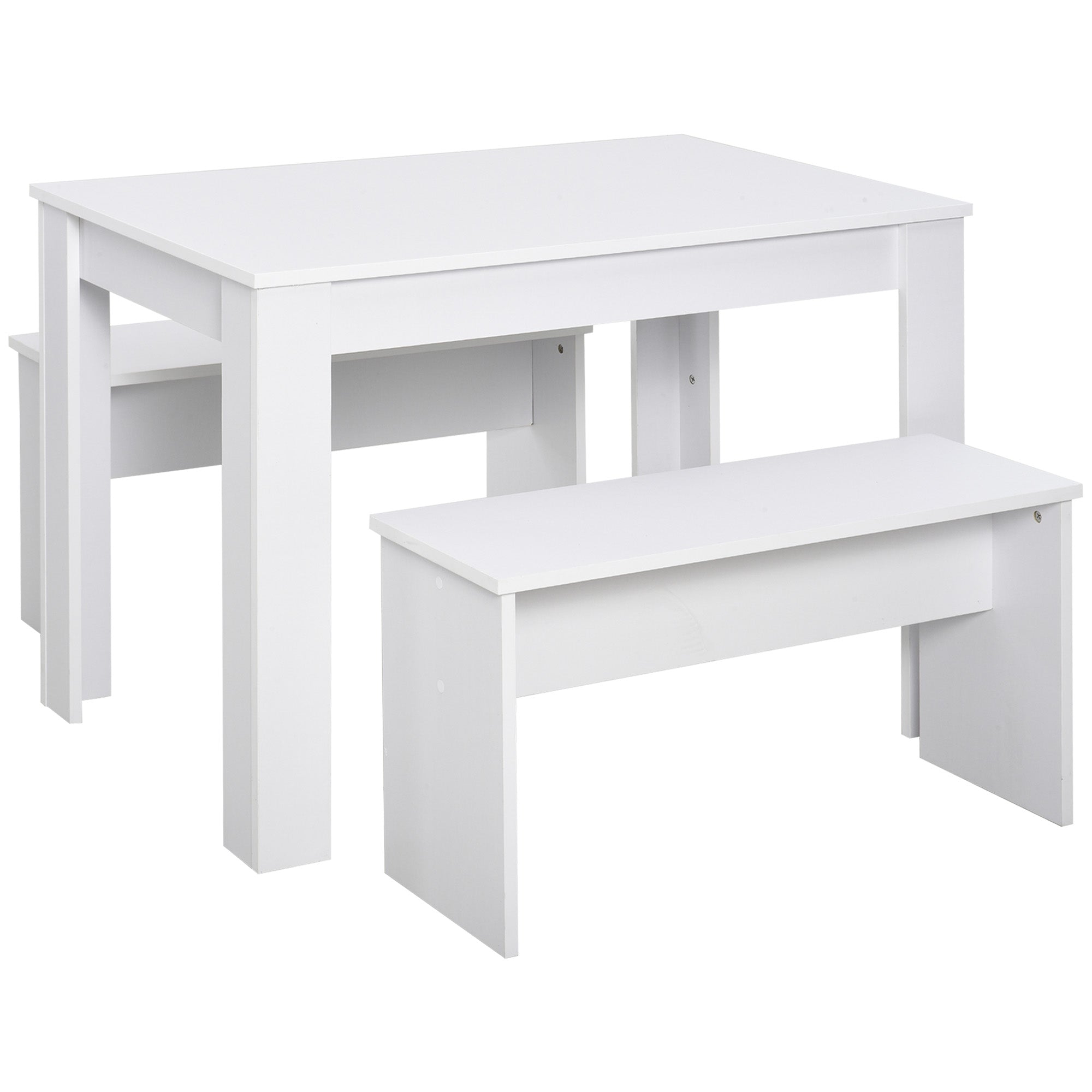 MCL Kitchen Dining Table and Benches Set, Table and Chairs Set for Limited Space, White