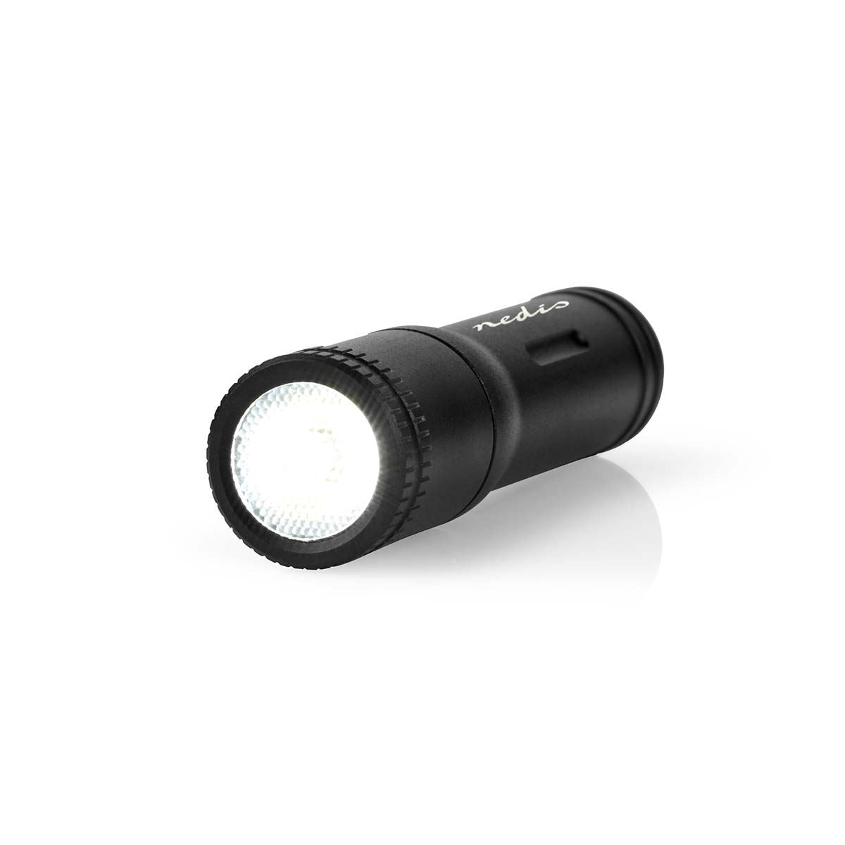 Nedis Keychain LED Torch, Super Compact Lightweight Aluminium Torch, Rotating OnOff Lamp Head, IPX Water-Resistant, m Beam Distance, Black