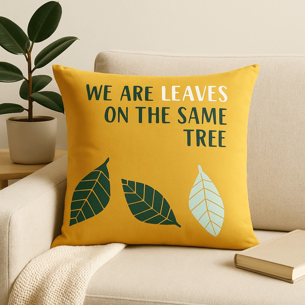 Cotton Cushion Cover We Are Leaves Yellow x