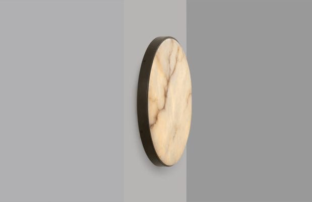 CTO Lighting Anvers Flush - Small - DALI-A Wall Light antique bronze with honed alabaster