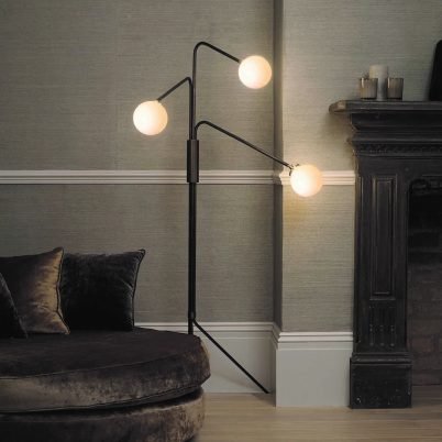 CTO Lighting Array Floor Lamp bronze with satin brass details and shiny opal glass - amp plug