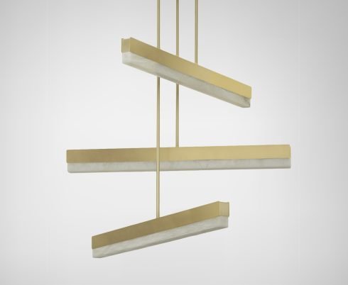 CTO Lighting Artes Collective Pendant Light satin brass with satin brass details and honed alabaster