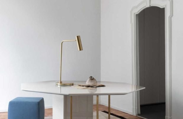 CTO Lighting Heron Desk Lamp satin brass - amp plug