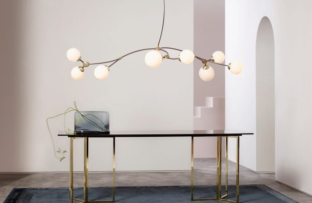 CTO Lighting Ivy - - DALI-B Pendant Light bronze with bronze details and shiny opal glass