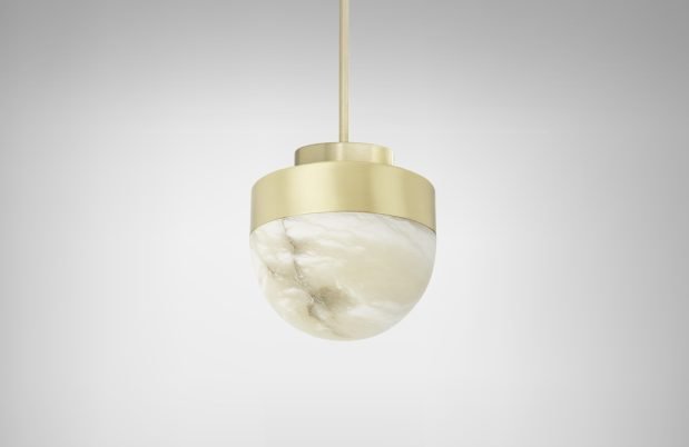 CTO Lighting Lucid Pendant Light satin brass with honed alabaster