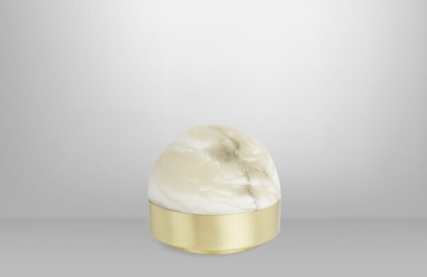 CTO Lighting Lucid Table Lamp satin brass with honed alabaster plug