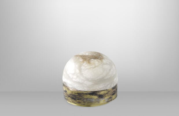 CTO Lighting Lucid Table Lamp silvered oxidised brass with honed alabaster plug