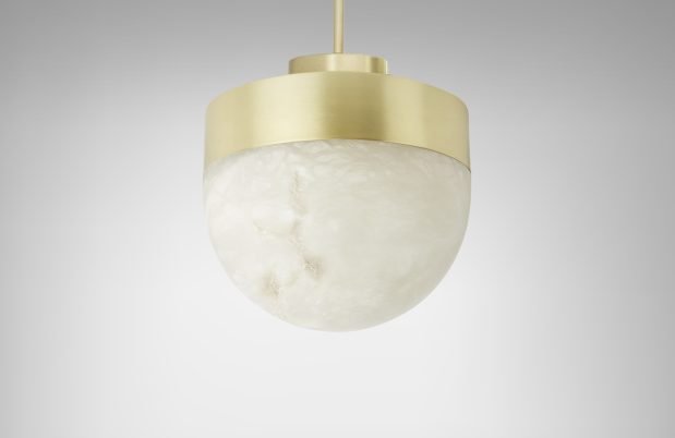 CTO Lighting Lucid - DALI-A Pendant Light satin brass with honed alabaster