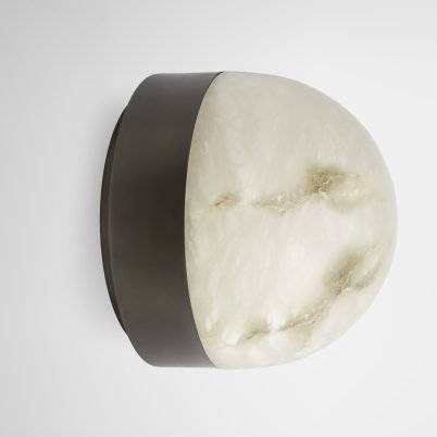CTO Lighting Lucid - Flush Wall Light antique bronze with honed alabaster