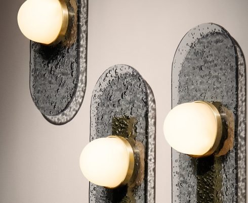 CTO Lighting Modulo - Twin IP Wall Light bronze with smoked kiln glass and matt glass
