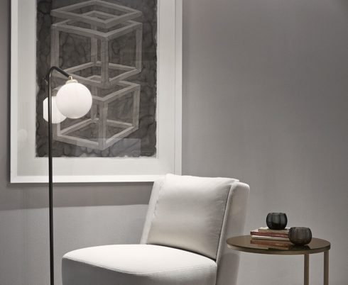 CTO Lighting Oscar Floor Lamp bronze stem with satin brass base and shiny opal glass - plug