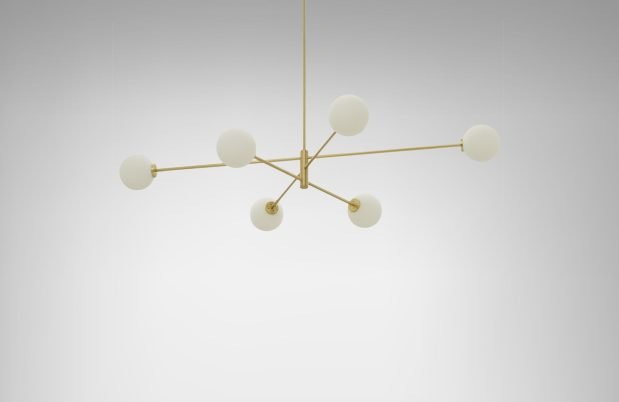 CTO Lighting Trevi Large - DALI-A Pendant Light satin brass with matt opal glass