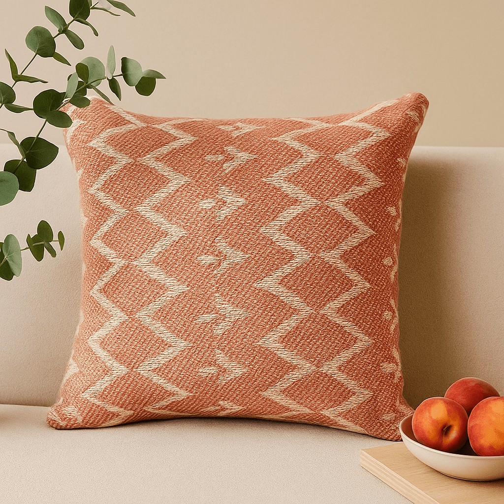 Cushion Cover, Pink Boho Geometric Cotton x