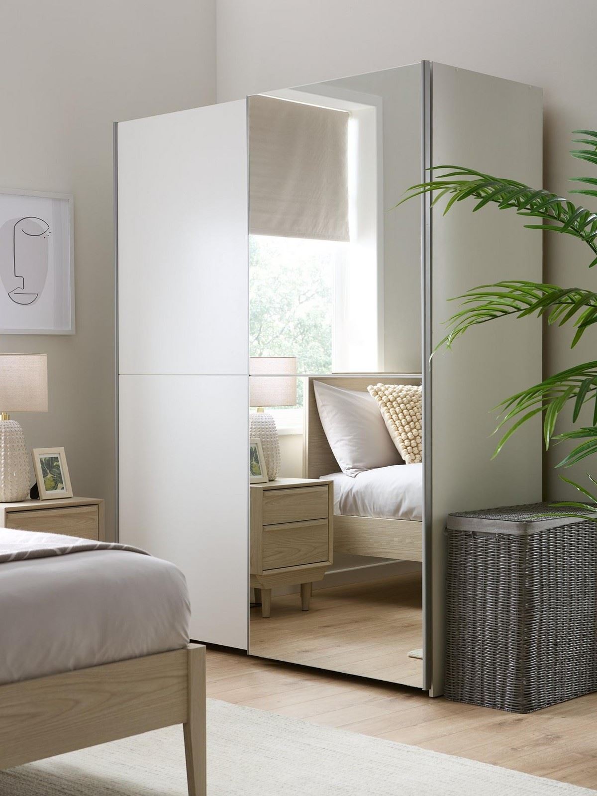 Houston Sliding Wardrobe Door White Door Mirror Bedroom Storage