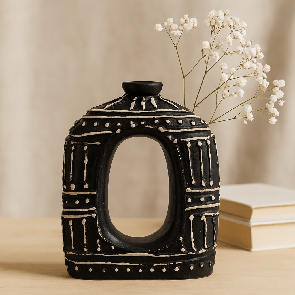 Donut Vase Oval Chocolate Brown
