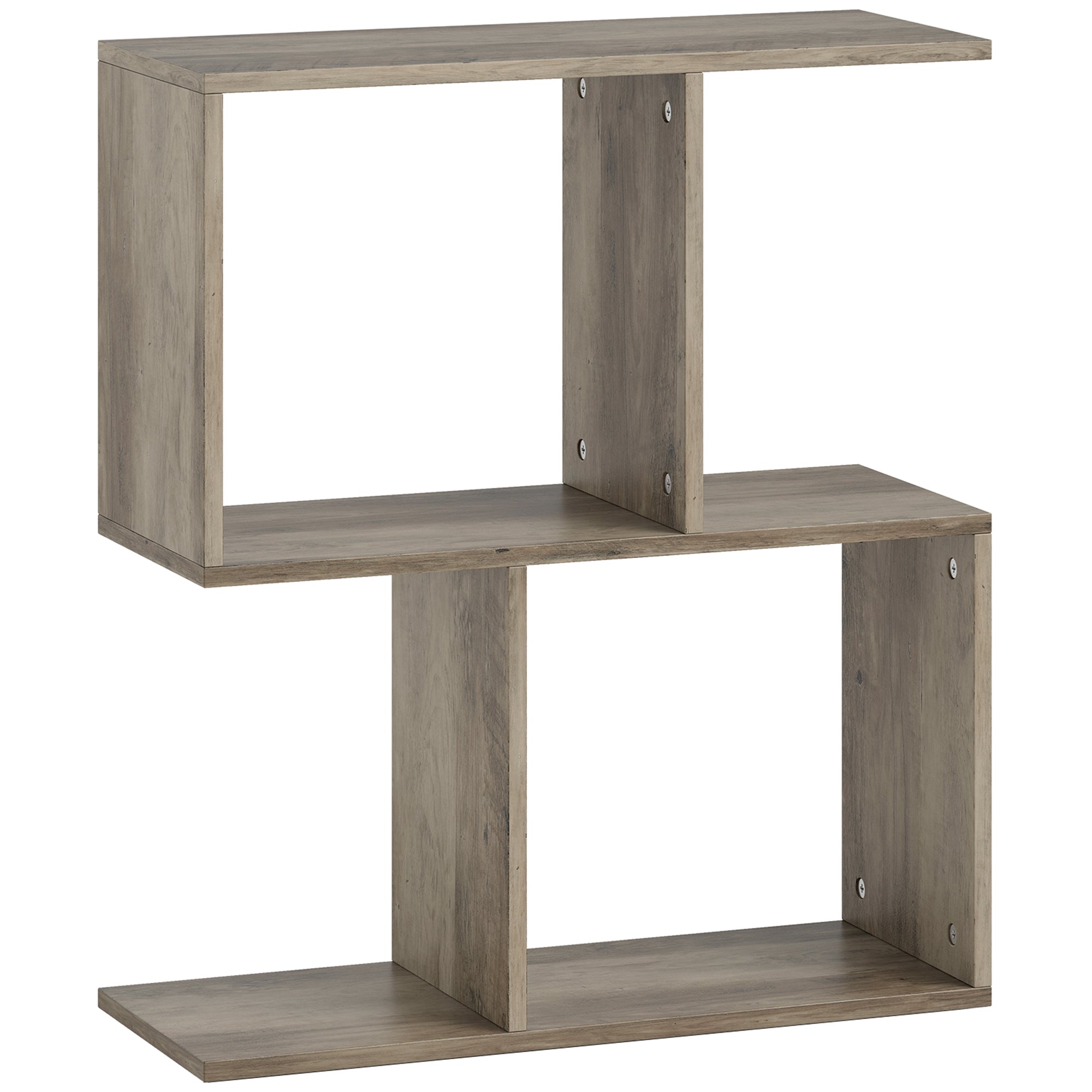 Side Table, Narrow End Table with Storage Shelves, S-Shaped, -Tier, W x .D x H