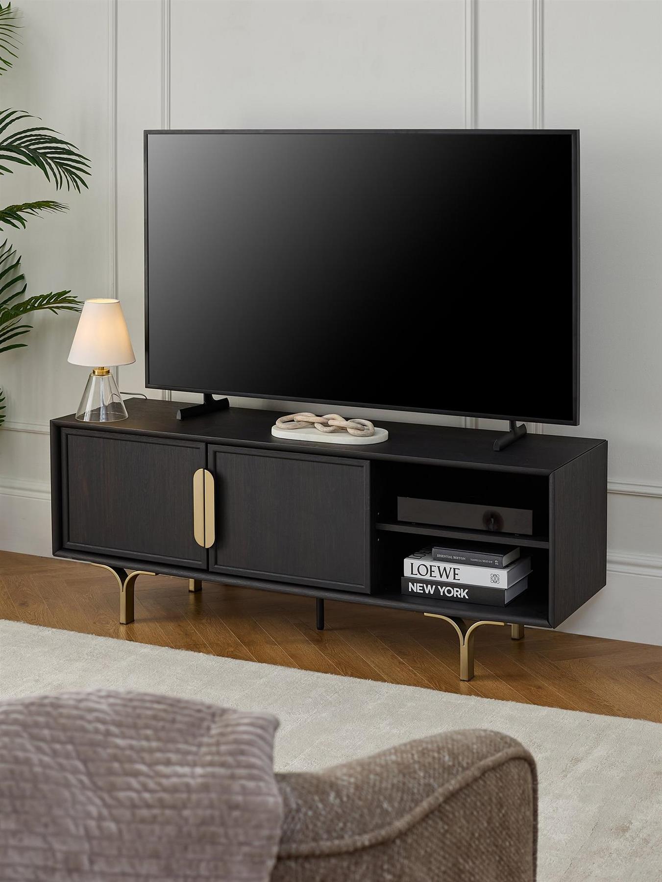 Lena Large TV Unit Fits Up To Inch Dark Smoked Oak Media Stand