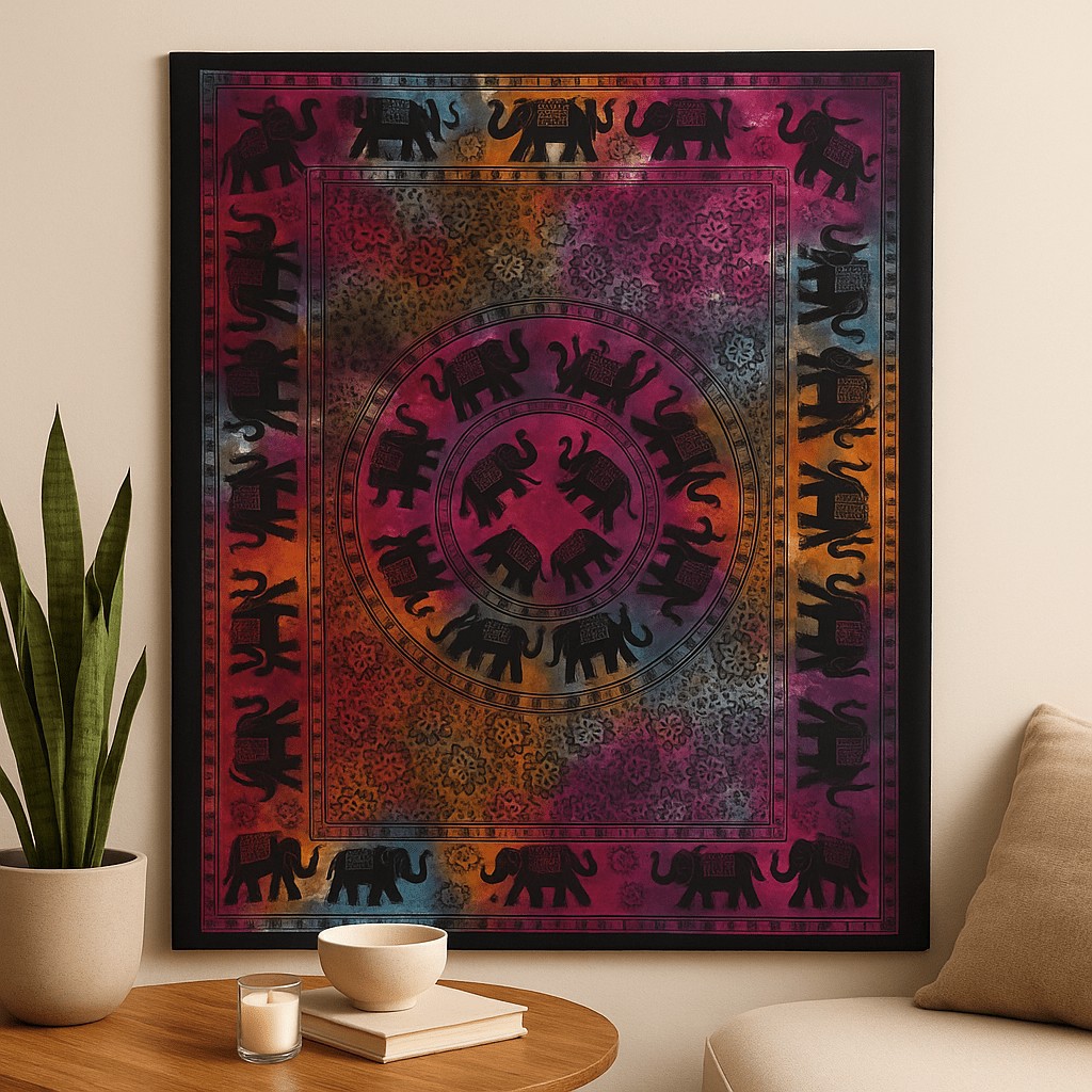 Elephant Mandala Wall Art, Cotton