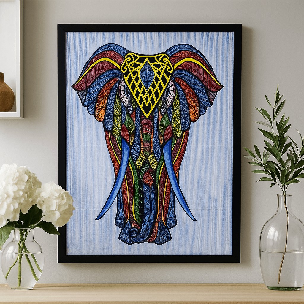 Elephant Wall Art, Handbrushed Cotton