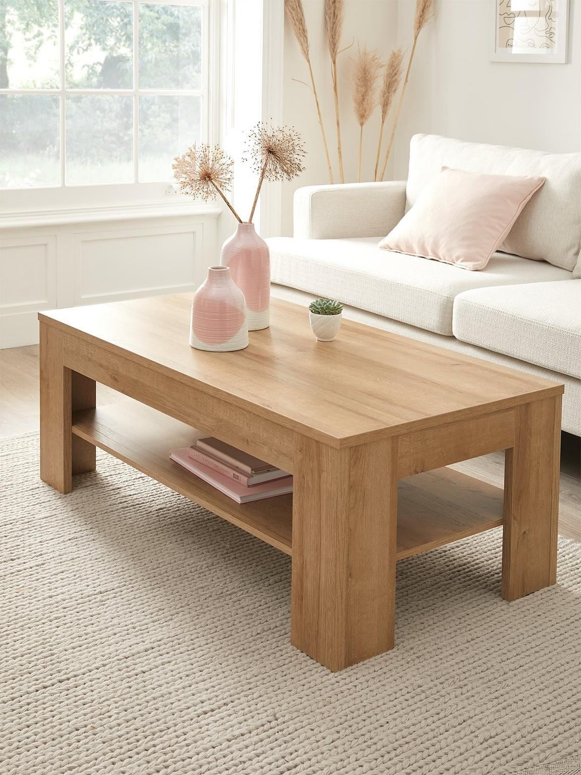 Panama Coffee Table Oak Effect | Chunky Angular Legs