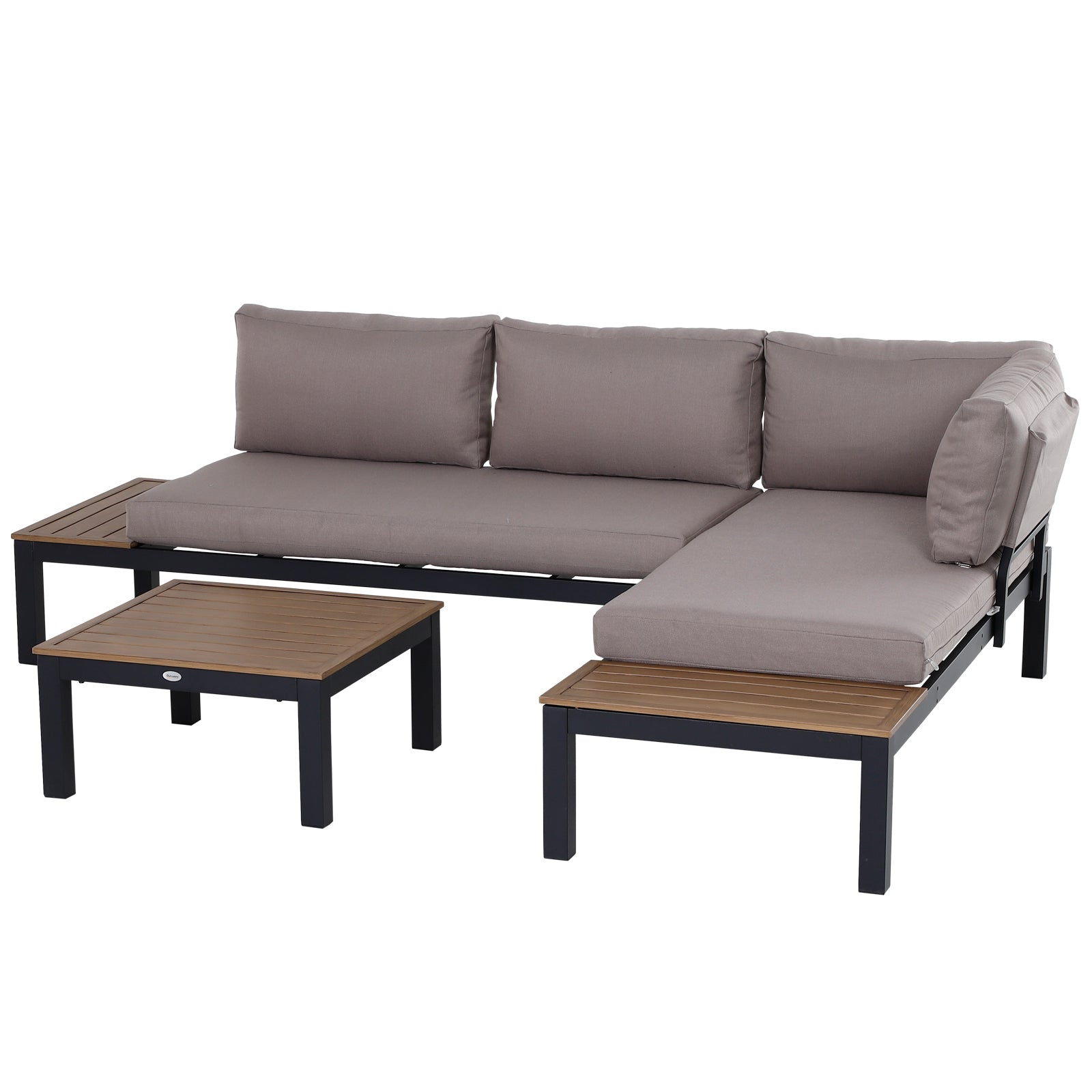 MCL Pieces Garden Furniture Set, Aluminium Seater Corner Sofa Set with Loveseats, Coffee Table and Side Trays, Outdoor