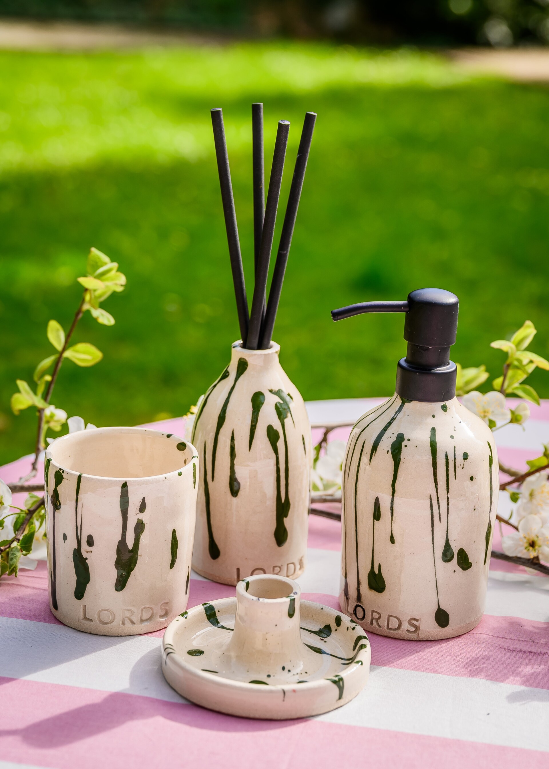 Ceramic candle holders - Green Drippy Holder