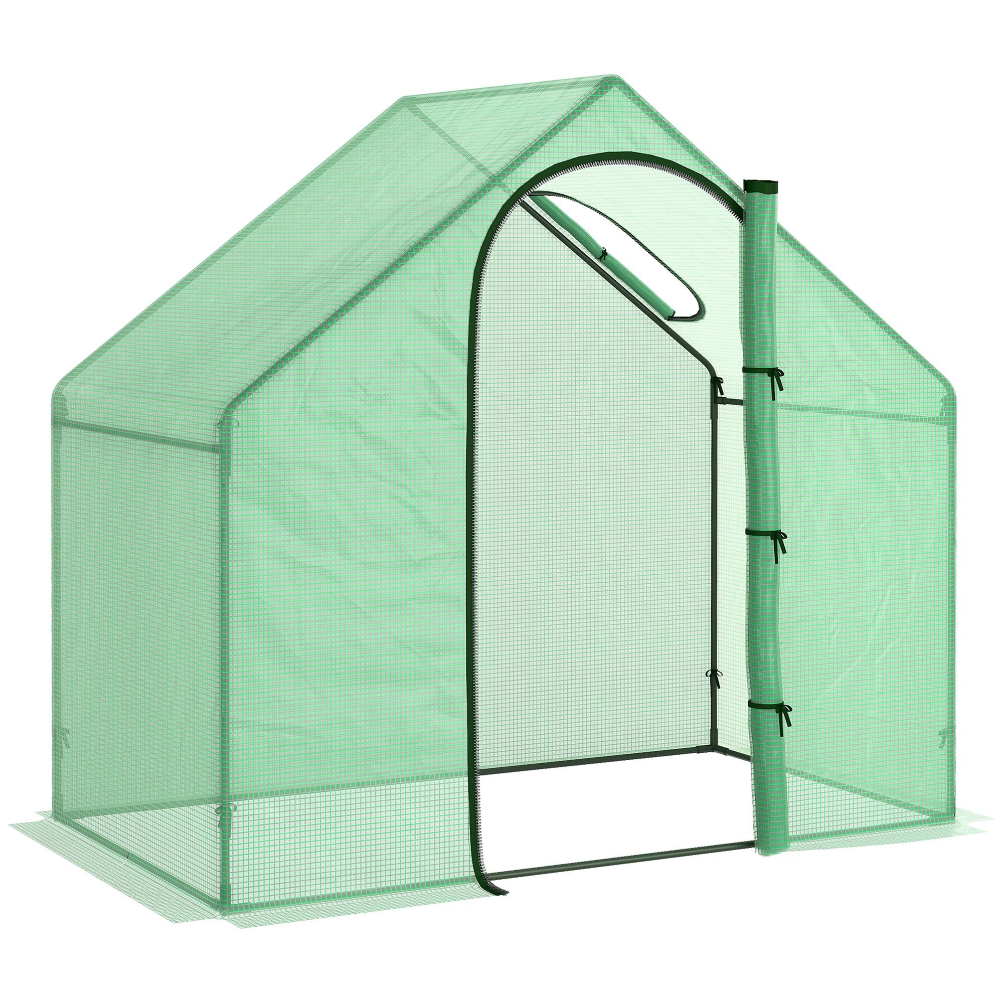 MCL Walk In Tomato Greenhouse Garden Outdoor Mini Greenhouse Flower Planter Steel Frame with Zipped Door & Window, PE Cover, x x CM, Green