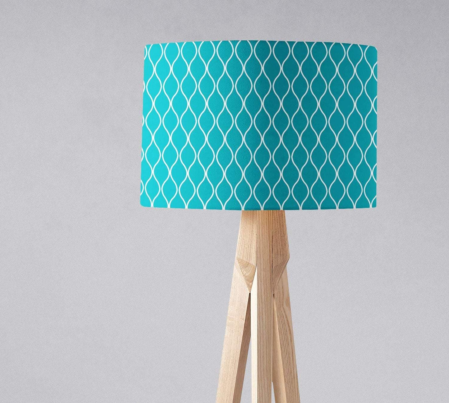 Turquoise Lampshade with a White Geometric Design, Ceiling or Table Lamp Shade - Ceiling Shade