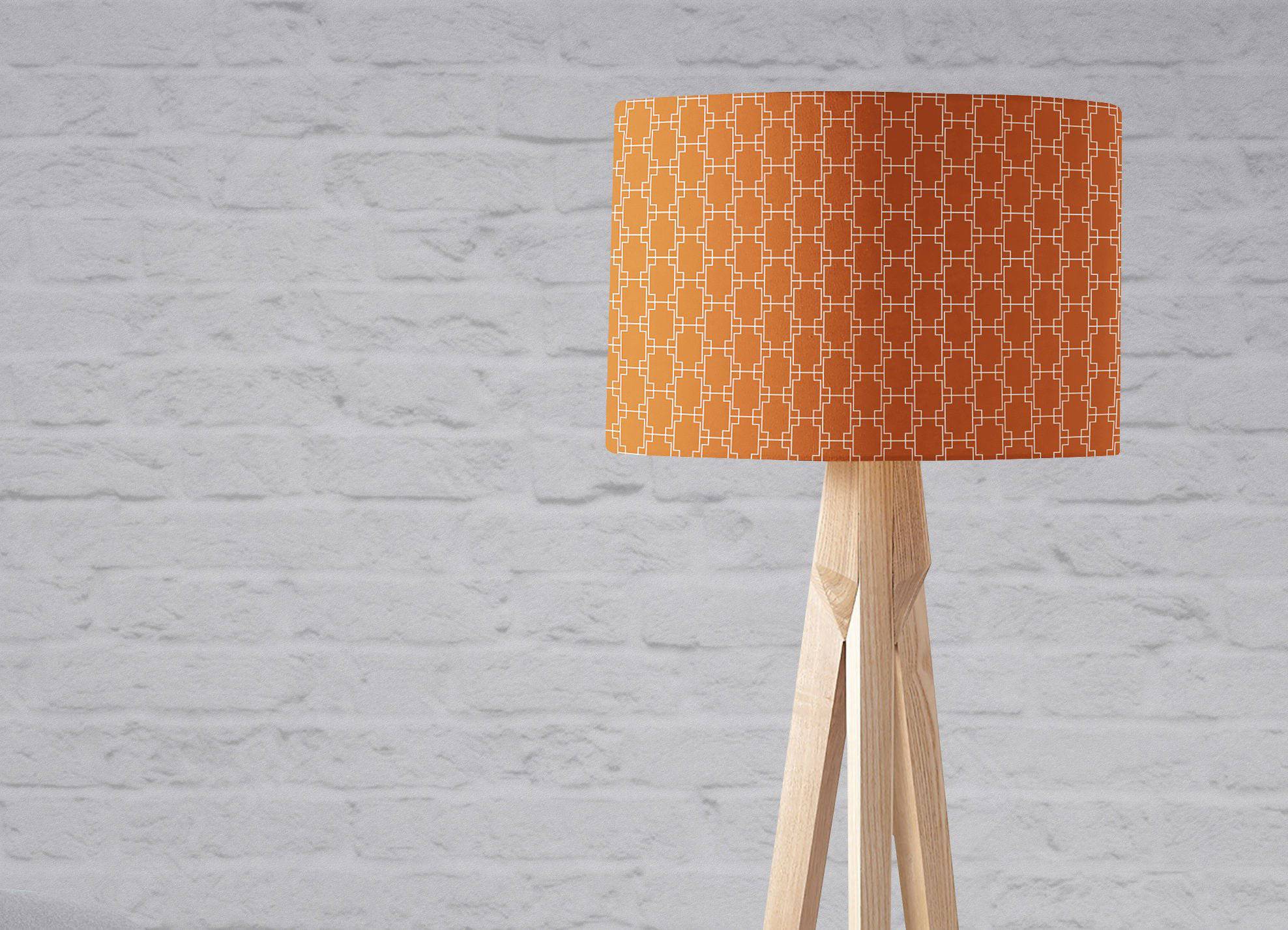 Dark Orange Lampshade with a White Geometric Design, Ceiling or Table Lamp Shade - Floor lampshade