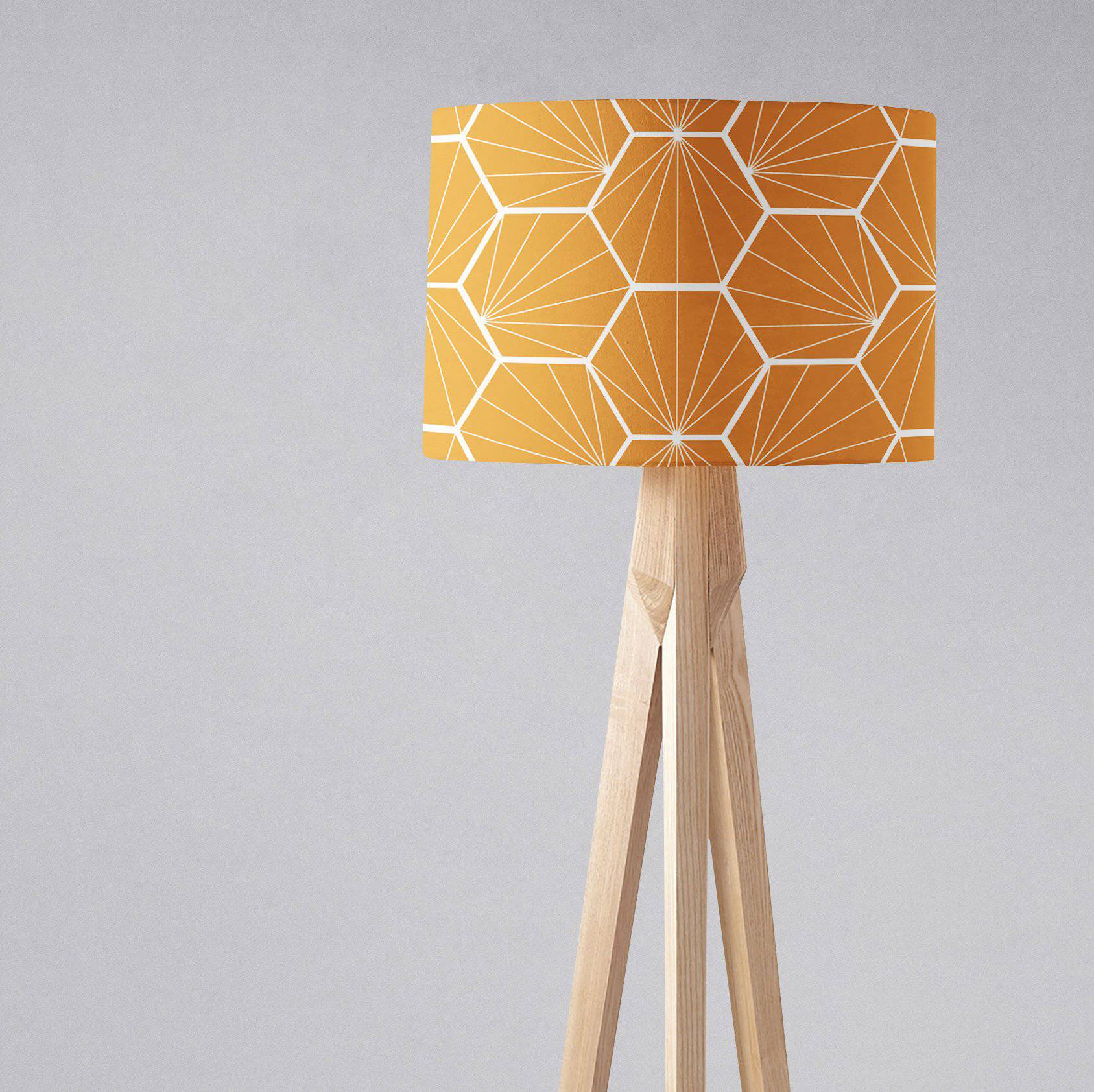 Butterscotch Yellow Geometric Hexagons Lampshade, Ceiling or Table Lamp Shade - Floor lampshade