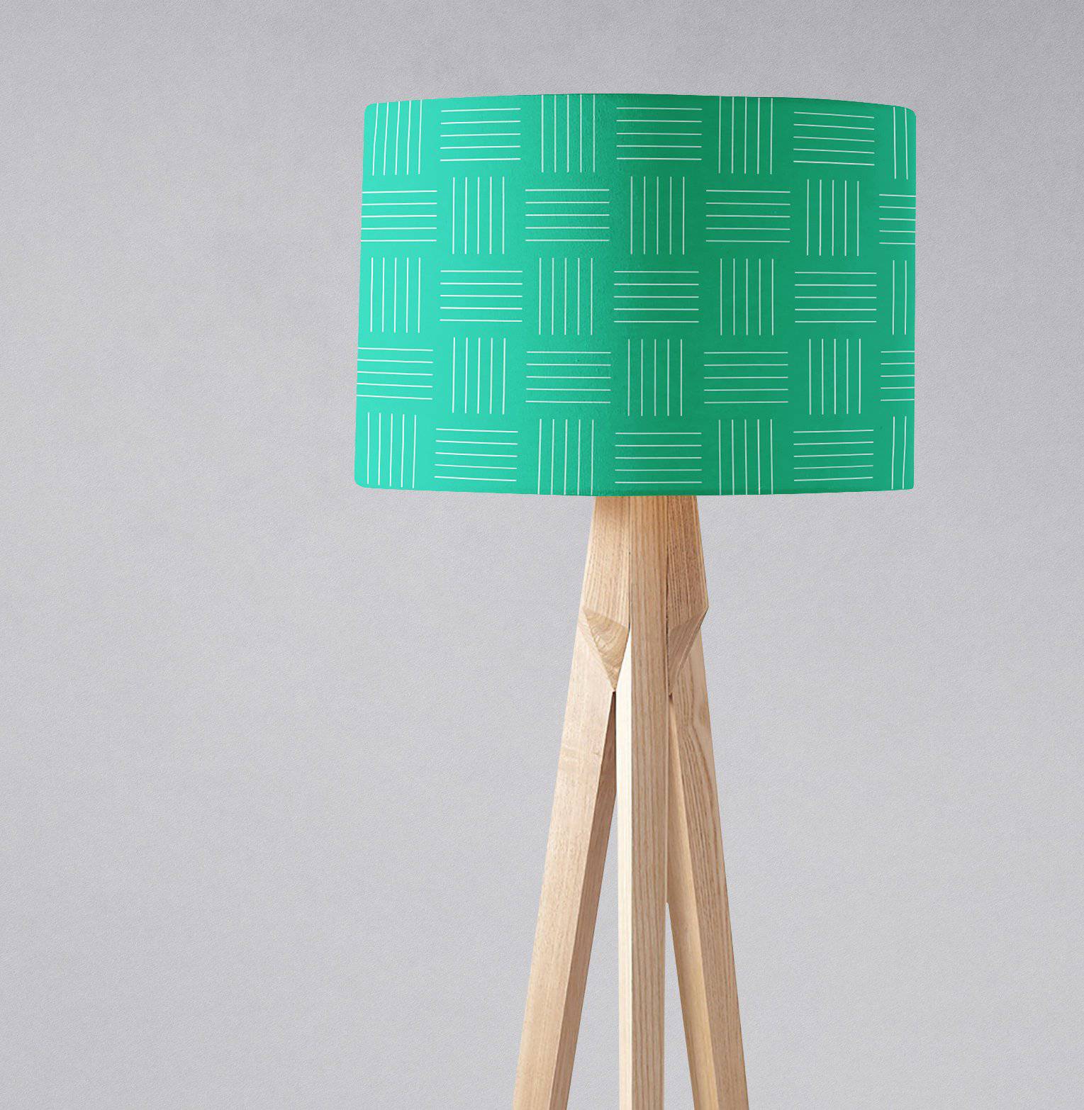 Green with a White Lines Geometric Design Lampshade, Ceiling or Table Lamp Shade - Floor lampshade