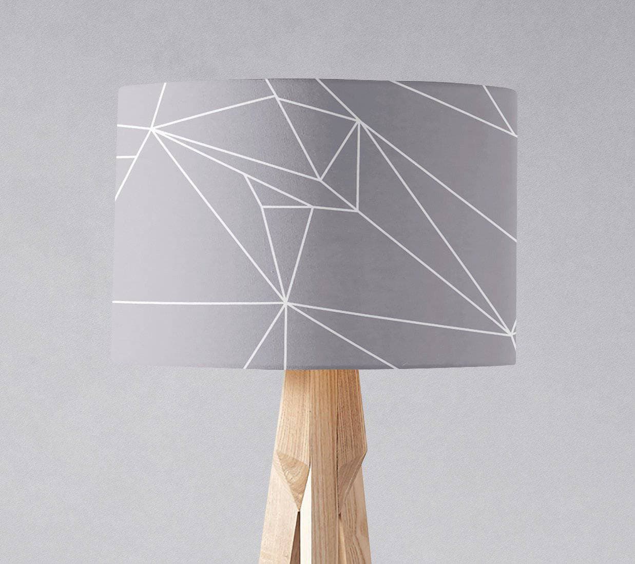 Grey with a White Lines Geometric Design Lampshade, Ceiling or Table Lamp Shade - es Table Lamp shade