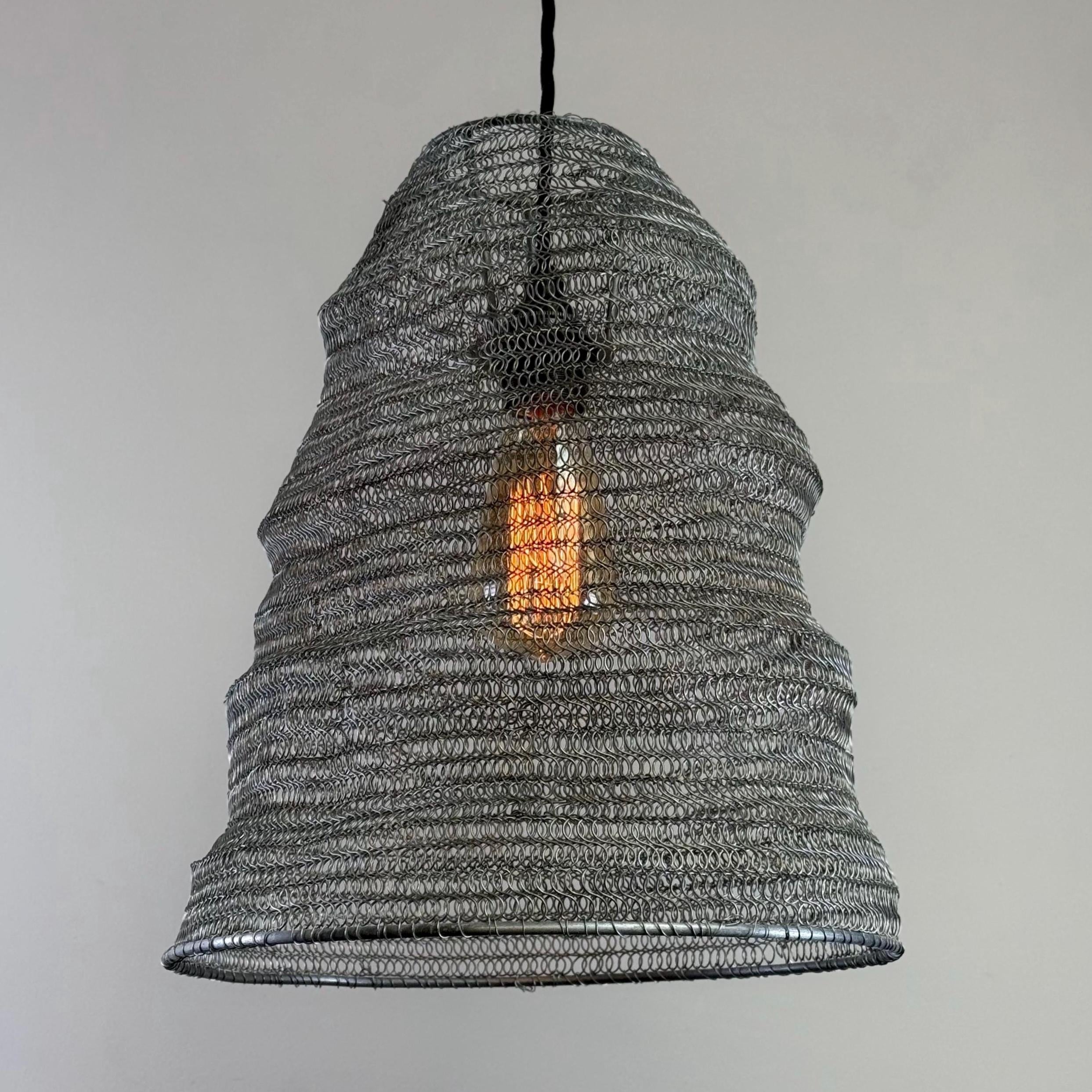 Walton ~ Beehive Large Silver Wire Mesh Lampshade Pendant Ceiling Light - Shade & Pendant Set No Bulb