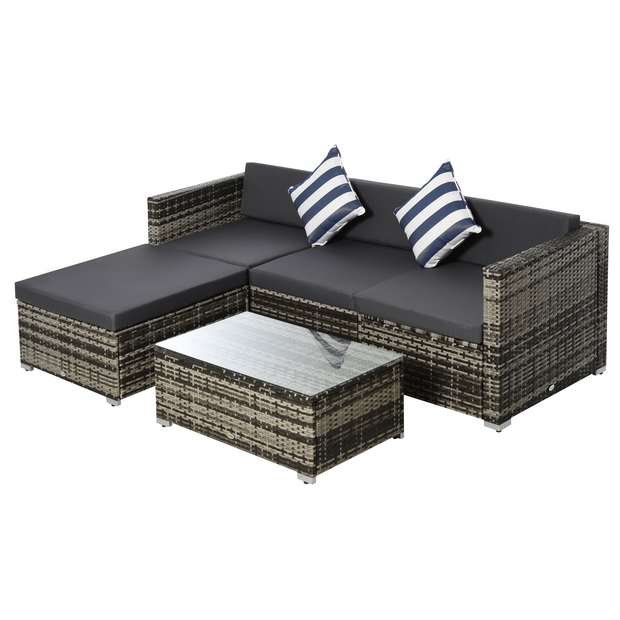 MCL Rattan Garden Sofa Set, -Seater Wicker Sectional for Garden, Grey