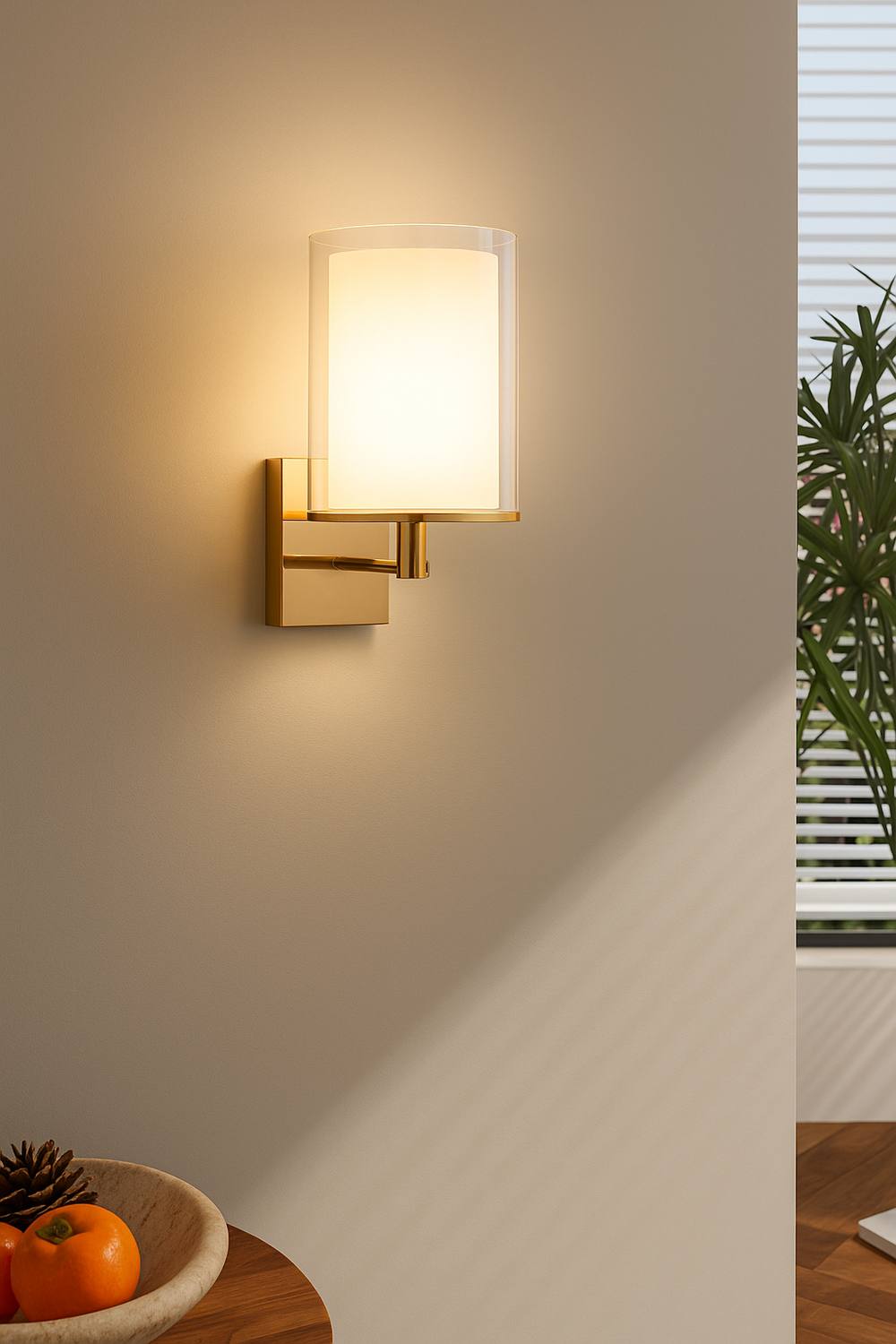Living And Home G Glass Lampshade Wall Light In Gold