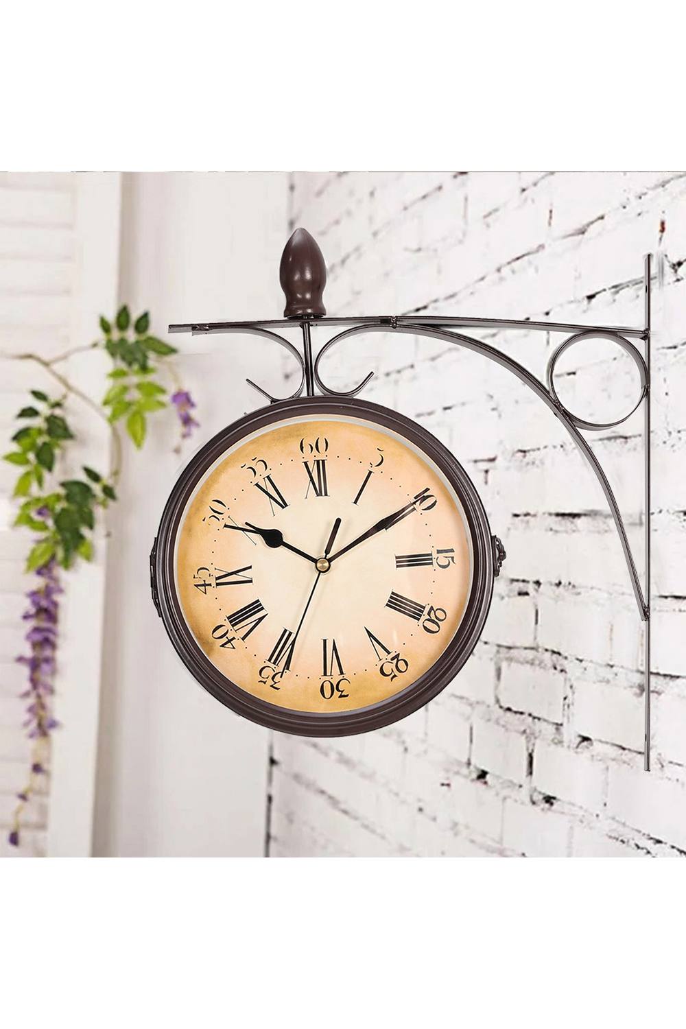 Living And Home European Retro Double Sided Wall Clock In Black