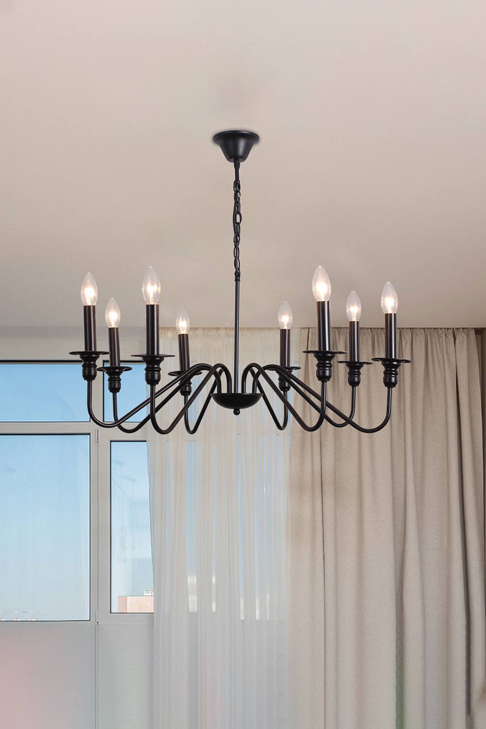 Living And Home Vintage Style Candle Pendant Light In Black